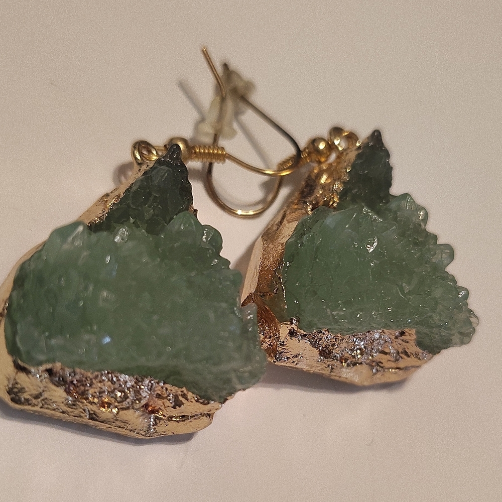 Gold and Green Crystal Earrings
